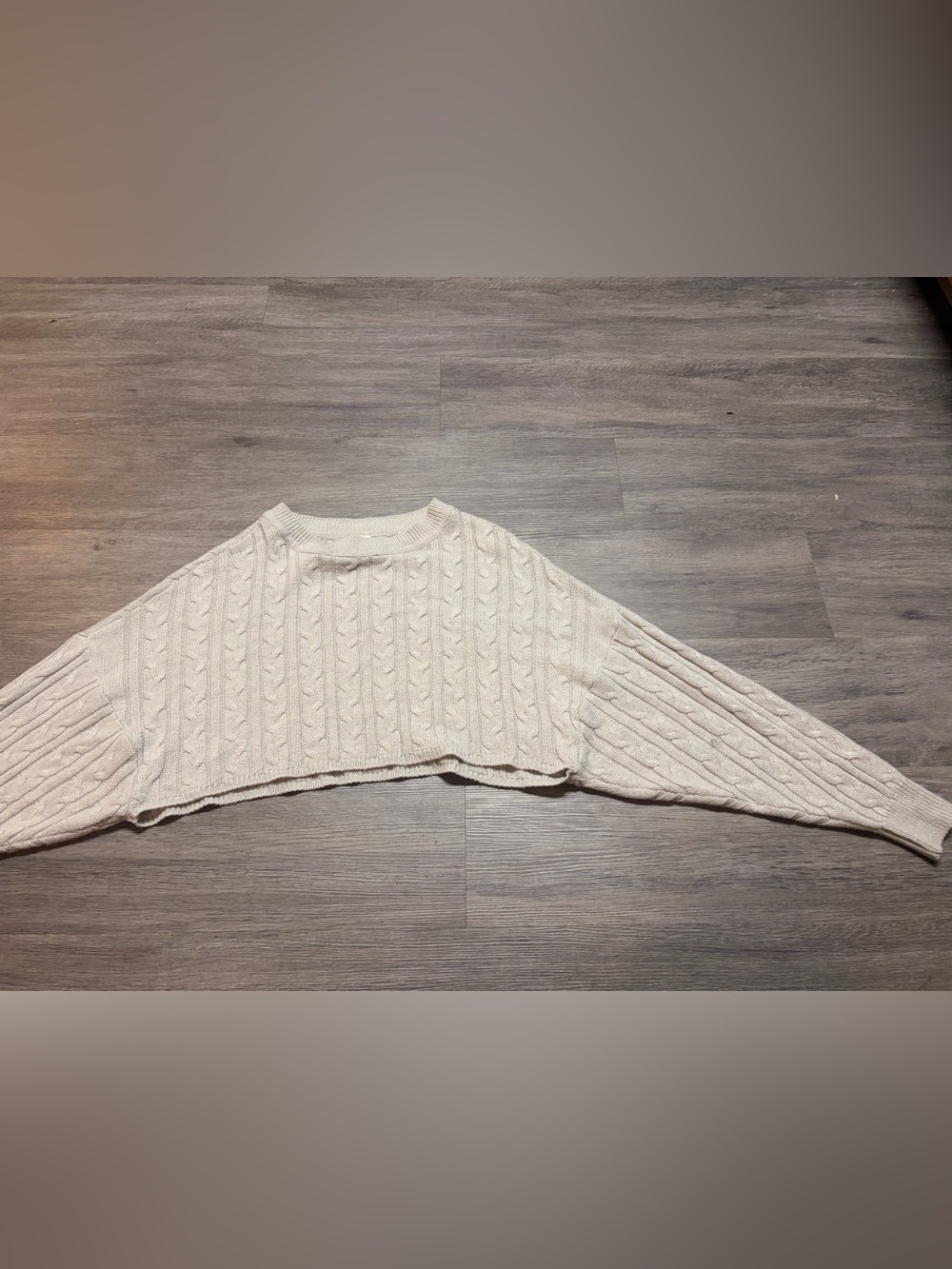 Garage Cropped Cable Knit Sweater - Cream